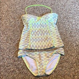 Tankini Size Medium Yellow, Gray & White Gossip